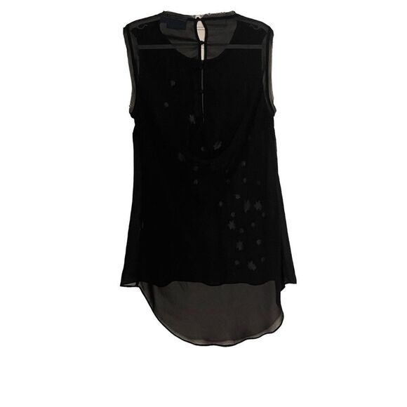 SIMPLY VERA VERA WANG | SHEER SLEEVELESS ASYMMETRICAL FLOATING FLOWERS BLOUSE TO - Picture 4 of 7